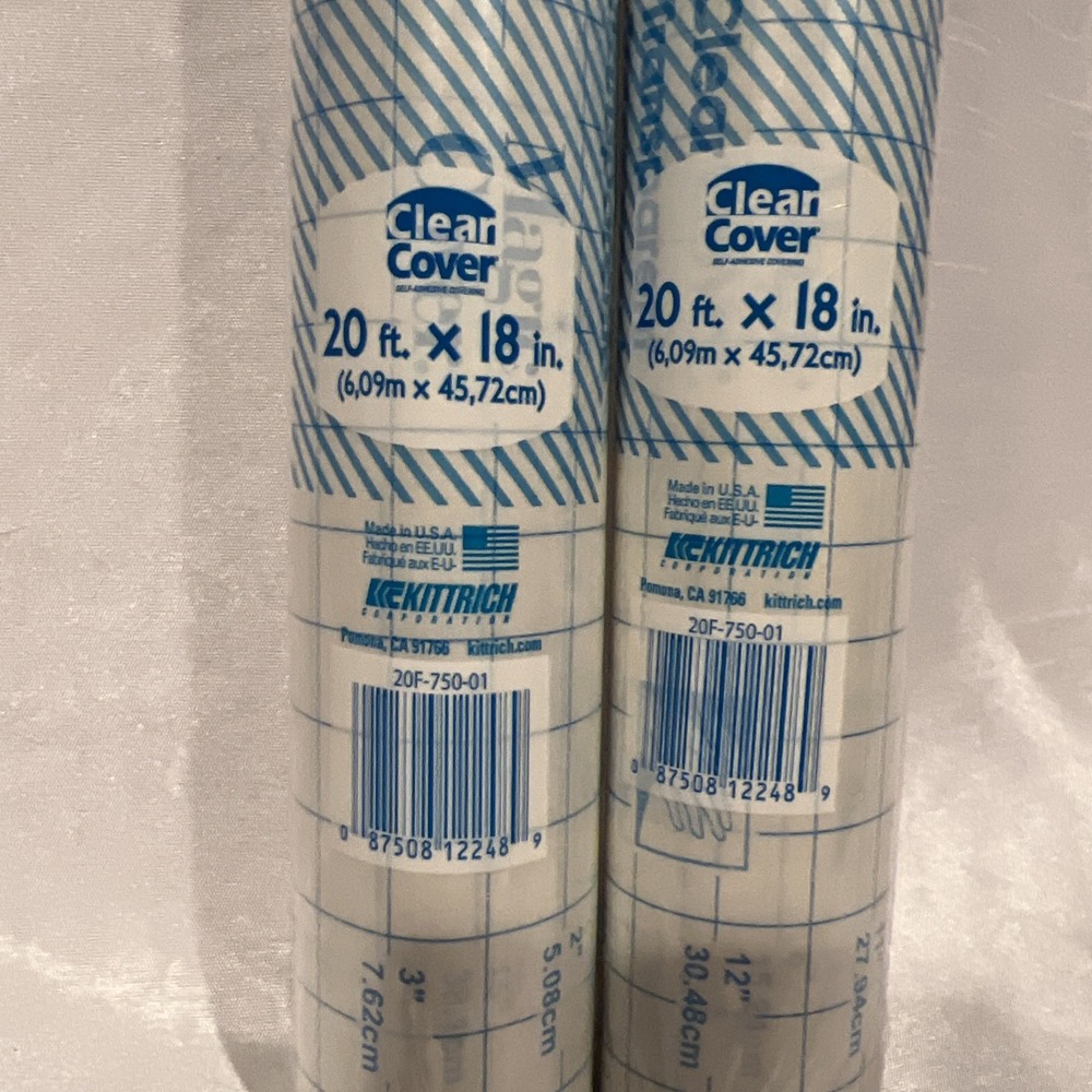 Set of 2 Rolls Con-Tact Paper - Clear Cover Adhesive‎ Covering Removable 18"x20' - Picture 2 of 3